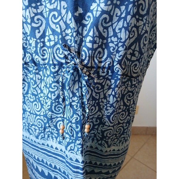 Gap Blouse Women’s Size Medium  V Neck Sleeveless Floral Blue Bohemian Peasant - Picture 7 of 14